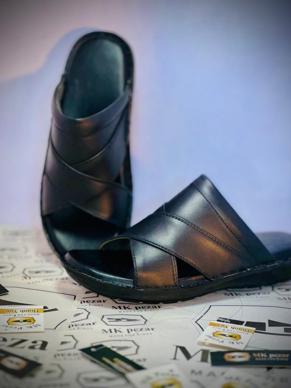 Black Cross Madicated Chappal