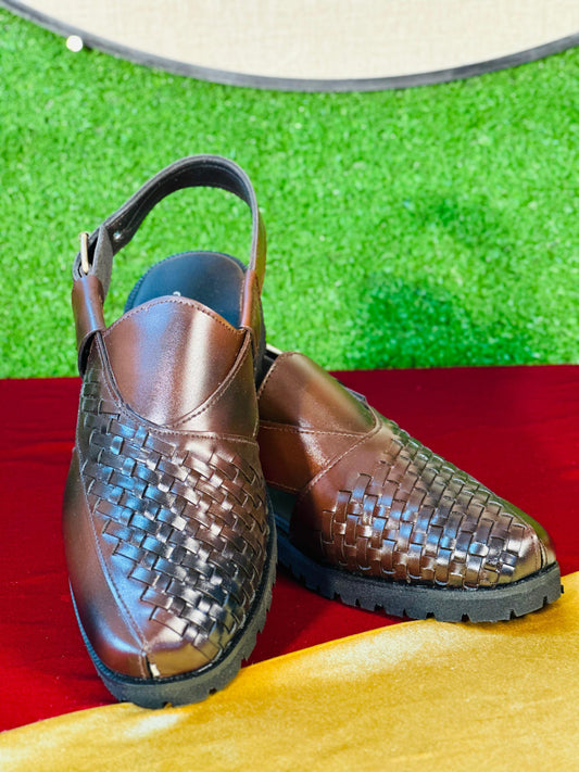 Brown Peshawari chappal  Skull design