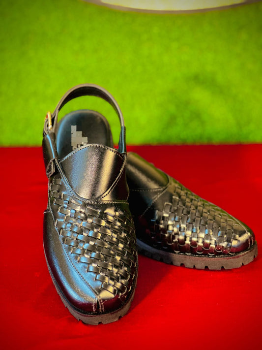 Black Peshawari chappal  Skull design